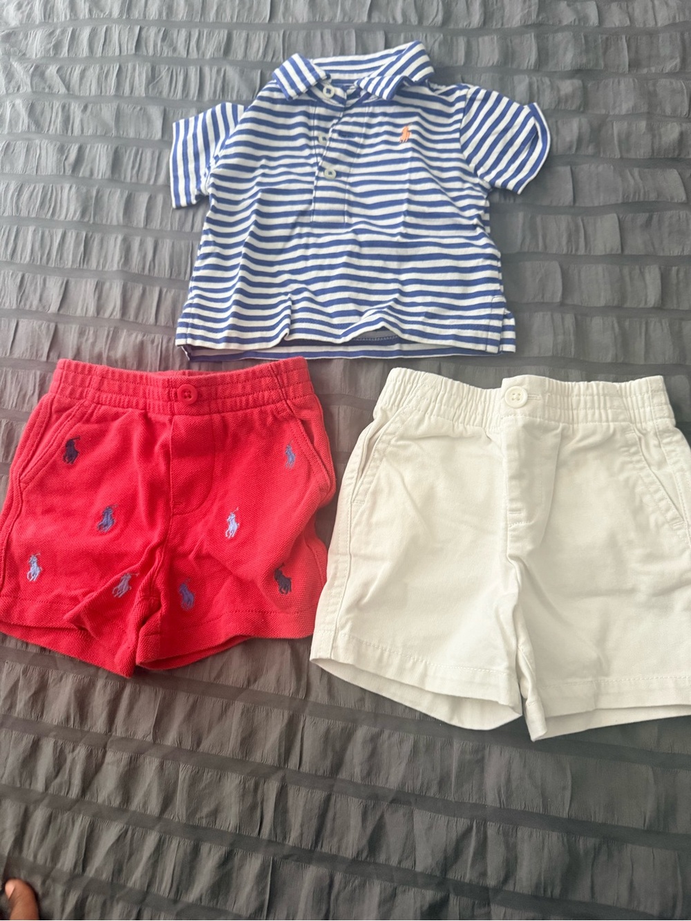 Ralph Lauren Red Embroidered & White Cotton Shorts Set